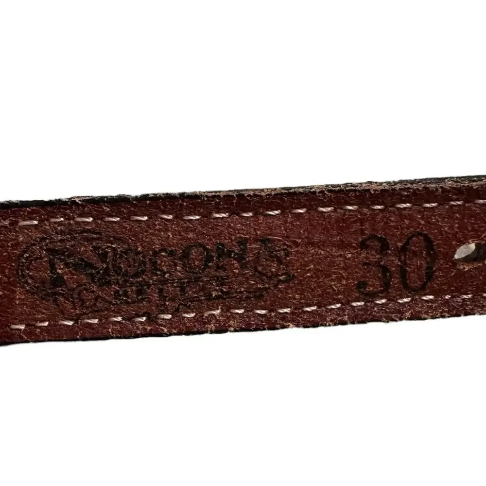 Nocona Boots Mens Size 30 Brown Leather Western Belt with Silver Buckle